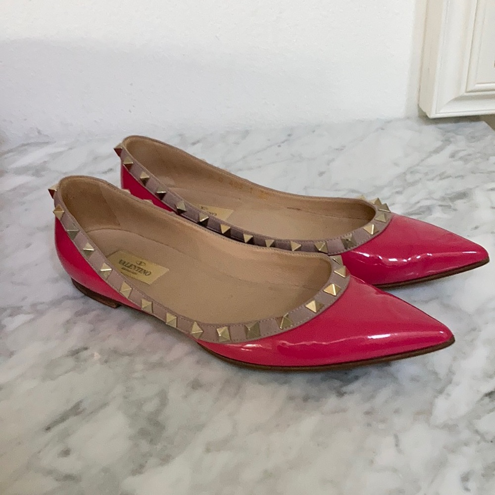 Valentino rockstud fascia pink flats size 38
